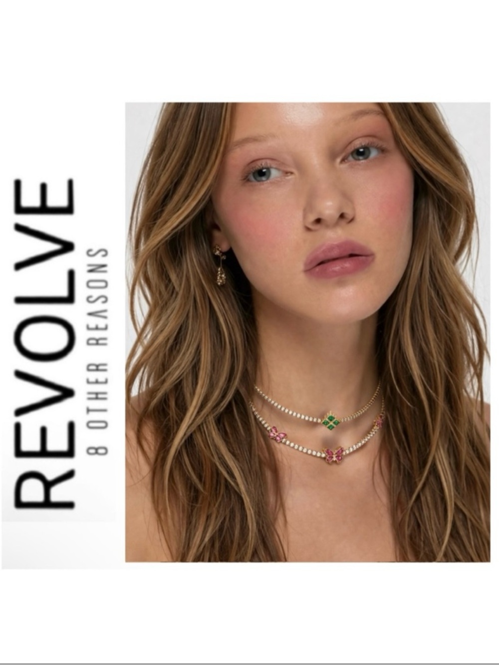 NWT Revolve x 8 Other Reasons Wicked Pink Butterfly Crystal Choker Necklace Set